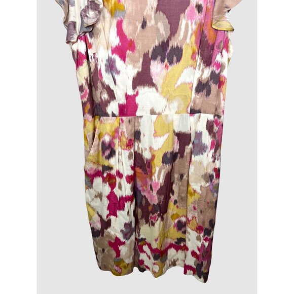 Ann Taylor Loft Womens Multicolor Ruffle Sleeve Dress Size 12 - Picture 13 of 16